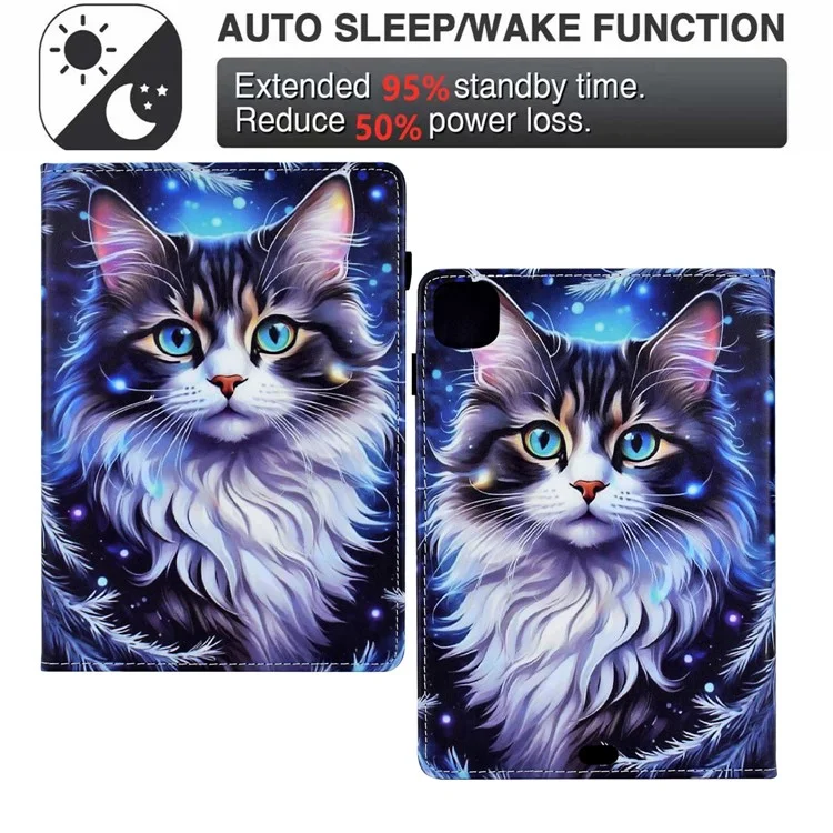 Funda para Tablet para iPad Air 11 (2024) / iPad Pro 11 (2022) / (2020) / iPad Air (2022) / (2020) Funda con Estampado Impreso, Soporte para Tarjetas - Gato