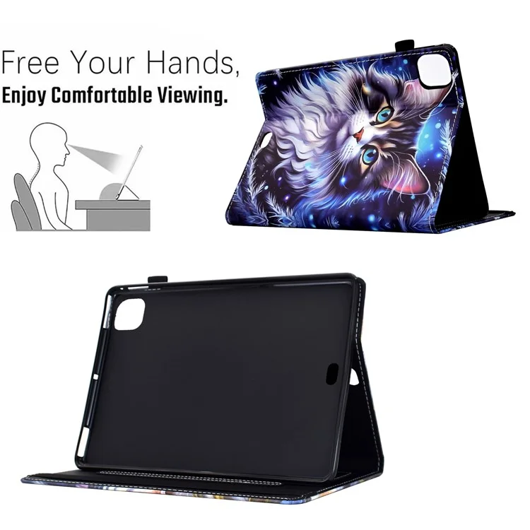 Funda para Tablet para iPad Air 11 (2024) / iPad Pro 11 (2022) / (2020) / iPad Air (2022) / (2020) Funda con Estampado Impreso, Soporte para Tarjetas - Gato