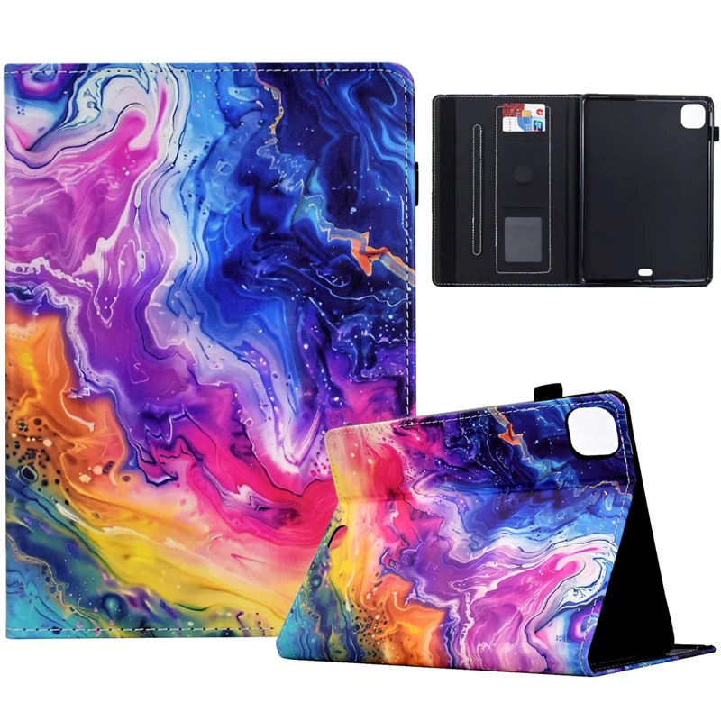 For iPad Pro 11 (2024) Case Pattern Printing Tablet Cover Shockproof Leather Card Holder Stand Case - Marble Pattern