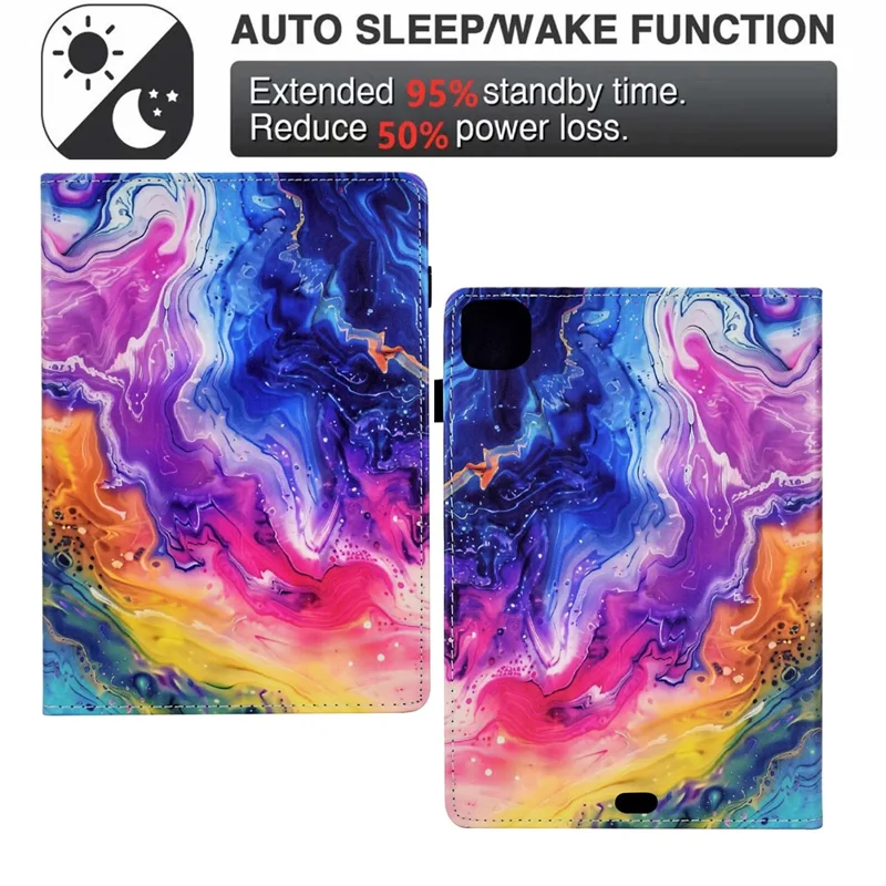 For iPad Pro 11 (2024) Case Pattern Printing Tablet Cover Shockproof Leather Card Holder Stand Case - Marble Pattern