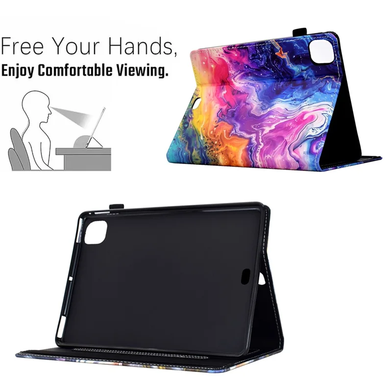 For iPad Pro 11 (2024) Case Pattern Printing Tablet Cover Shockproof Leather Card Holder Stand Case - Marble Pattern