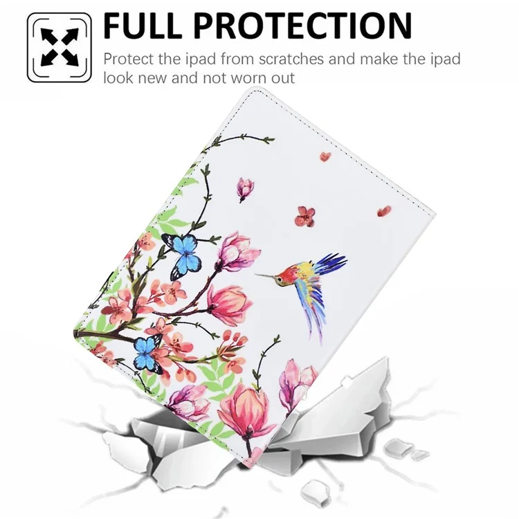 Für iPad 10.9 (2022) Case Pattern Printing Tablet Cover Stoßfeste Lederkartenhülle mit Ständer - Blumen und Vögel