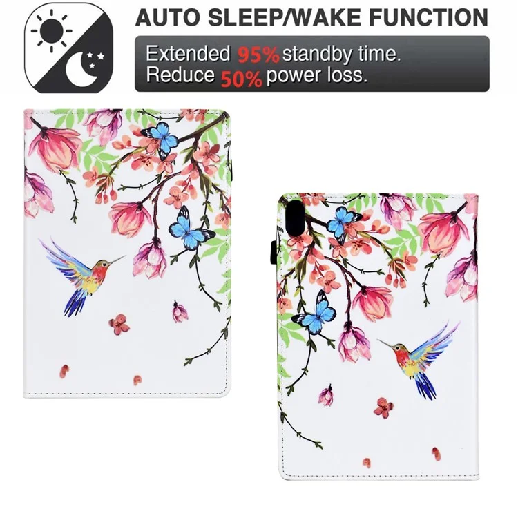 Für iPad 10.9 (2022) Case Pattern Printing Tablet Cover Stoßfeste Lederkartenhülle mit Ständer - Blumen und Vögel