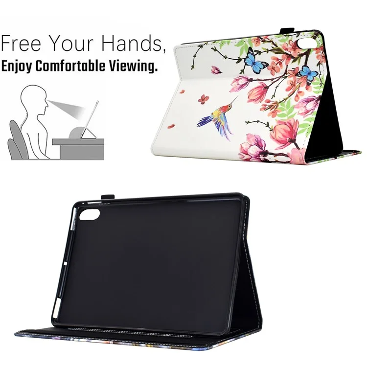 Für iPad 10.9 (2022) Case Pattern Printing Tablet Cover Stoßfeste Lederkartenhülle mit Ständer - Blumen und Vögel