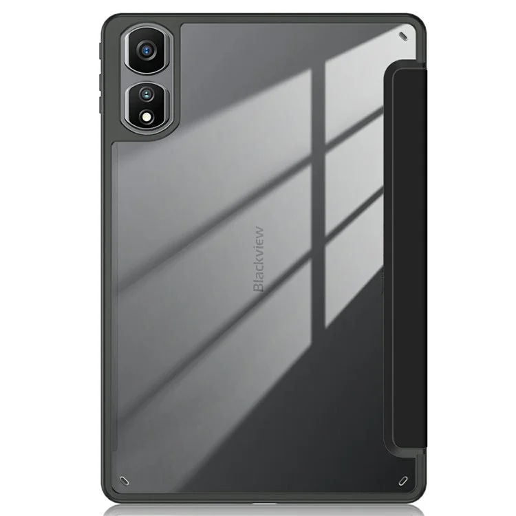 Para Blackview Tab 16 Pro Case Auto Sleep / Wake PU Leather Flip Tablet Cover Triple-Fold Stand - Black