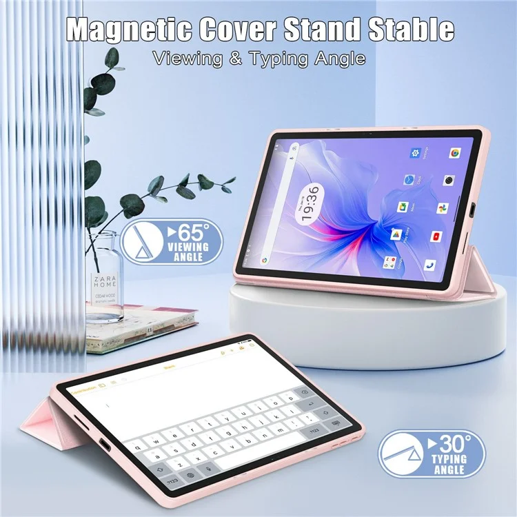 For Blackview Tab 16 Pro Case Auto Sleep / Wake PU Leather Flip Tablet Cover Triple-Fold Stand - Pink