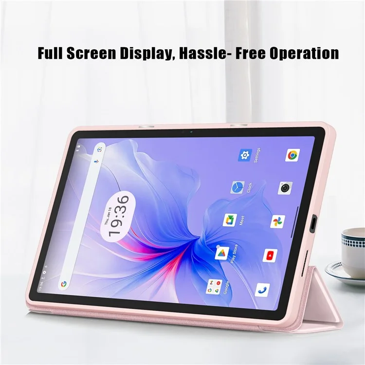 For Blackview Tab 16 Pro Case Auto Sleep / Wake PU Leather Flip Tablet Cover Triple-Fold Stand - Pink