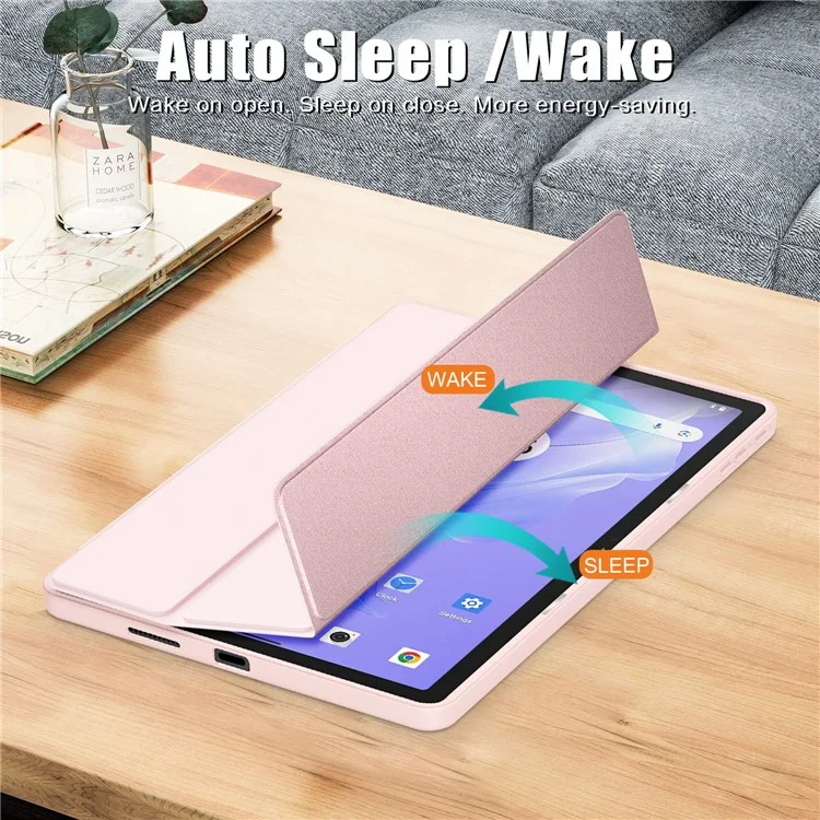 For Blackview Tab 16 Pro Case Auto Sleep / Wake PU Leather Flip Tablet Cover Triple-Fold Stand - Pink