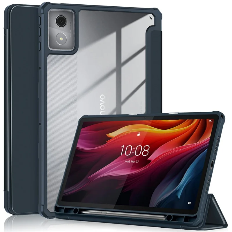 For Lenovo Tab K11 Plus TB230XC Case Auto Sleep / Wake PU Leather Flip Tablet Cover Triple-Fold Stand - Dark Blue