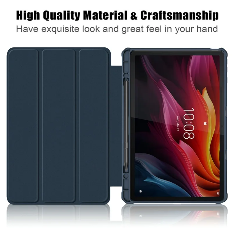 For Lenovo Tab K11 Plus TB230XC Case Auto Sleep / Wake PU Leather Flip Tablet Cover Triple-Fold Stand - Dark Blue