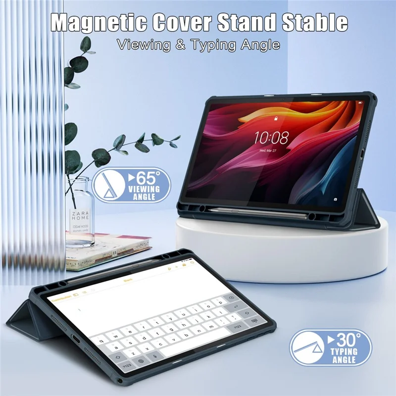 For Lenovo Tab K11 Plus TB230XC Case Auto Sleep / Wake PU Leather Flip Tablet Cover Triple-Fold Stand - Dark Blue
