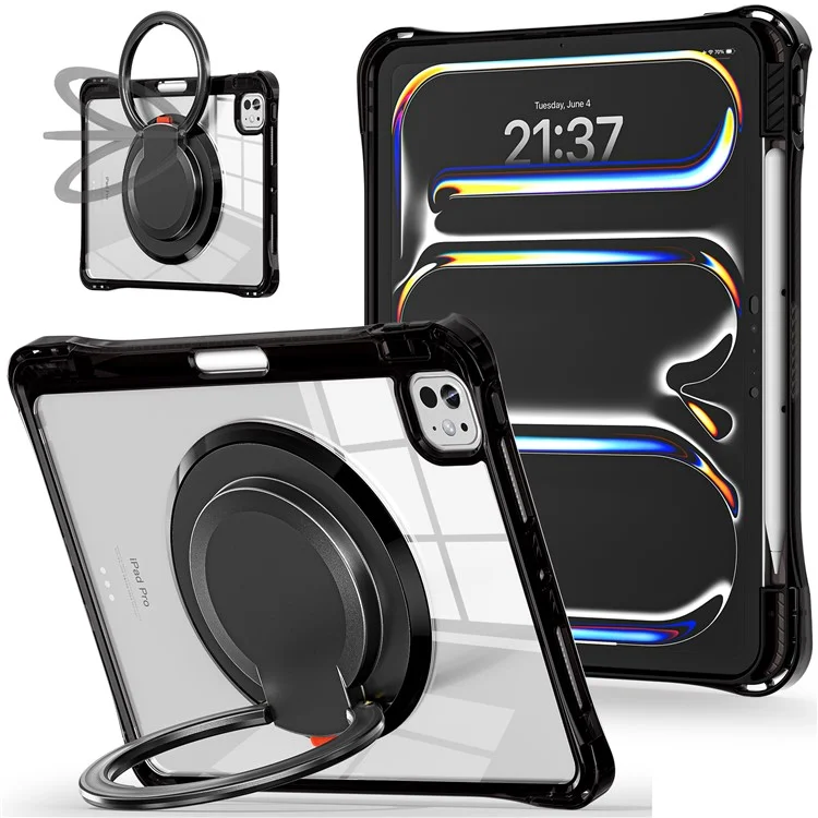 Per Ipad Pro 11 (2024) Case Kickstand Pc+tpu+copertina di Tablet Acrilico - Nero