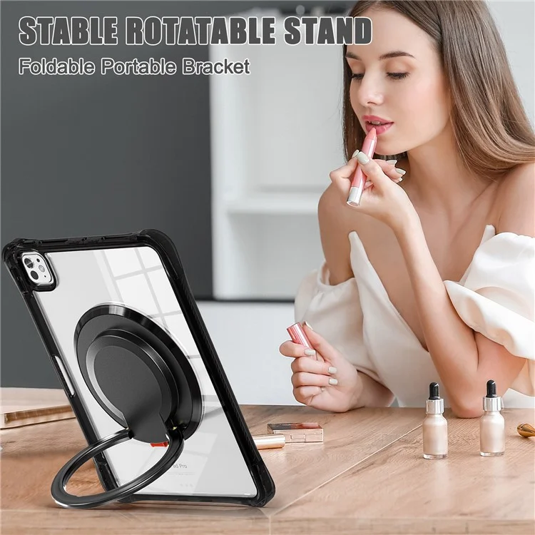 Per Ipad Pro 11 (2024) Case Kickstand Pc+tpu+copertina di Tablet Acrilico - Nero