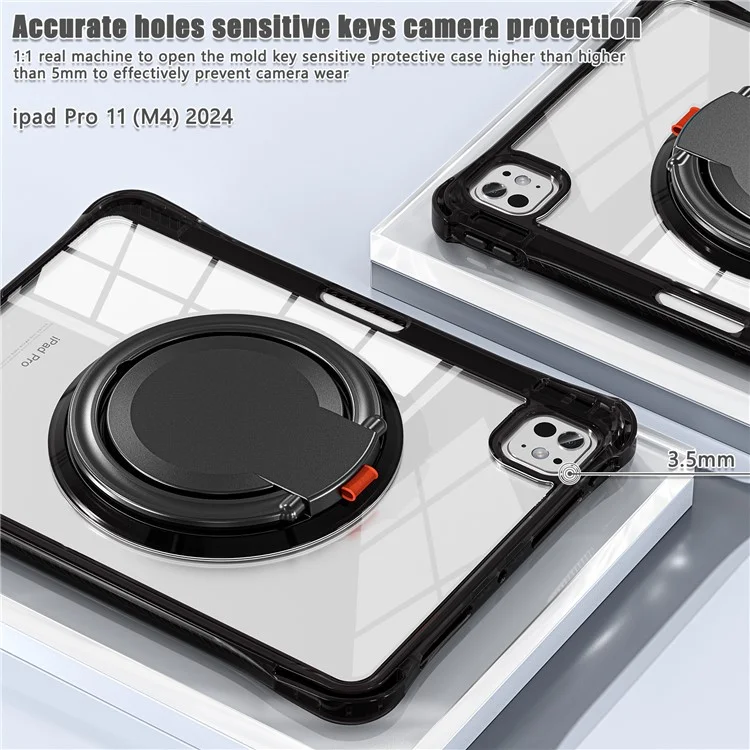 Per Ipad Pro 11 (2024) Case Kickstand Pc+tpu+copertina di Tablet Acrilico - Nero