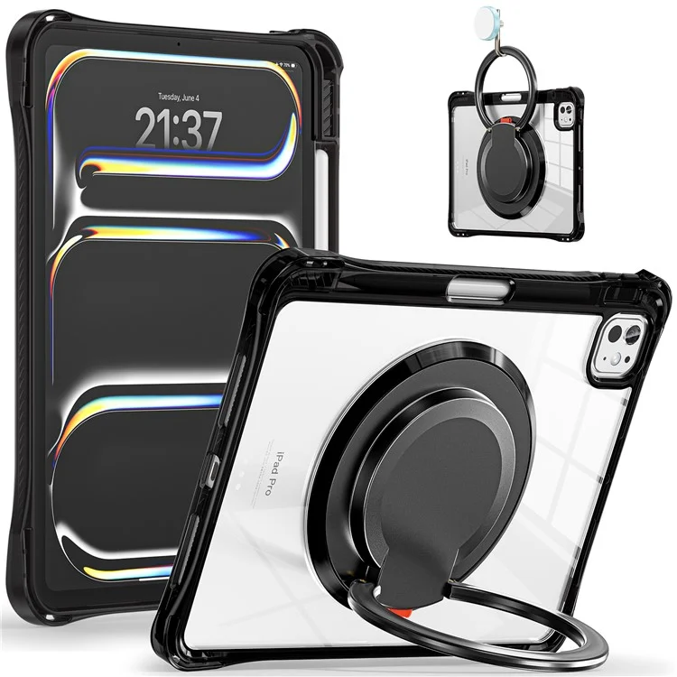 Per Ipad Pro 11 (2024) Case Kickstand Pc+tpu+copertina di Tablet Acrilico - Nero