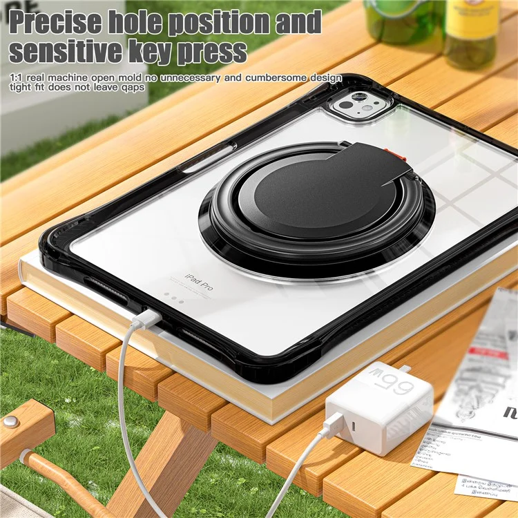 Per Ipad Pro 11 (2024) Case Kickstand Pc+tpu+copertina di Tablet Acrilico - Nero