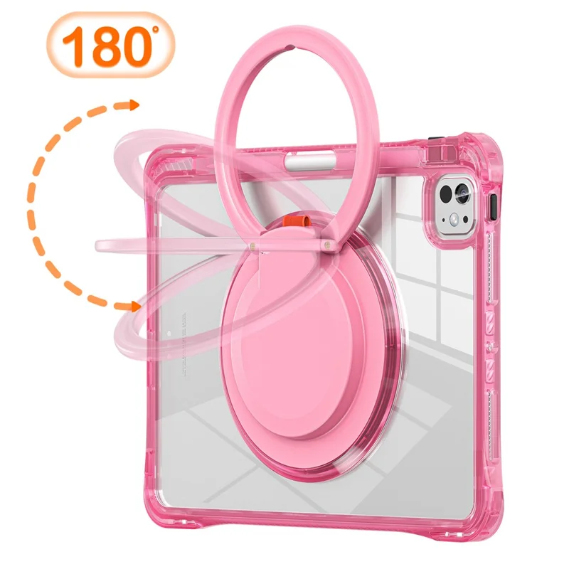 For iPad Pro 11 (2025) / 11 (2024) Case Rotary Kickstand PC+TPU+Acrylic Tablet Cover - Rose