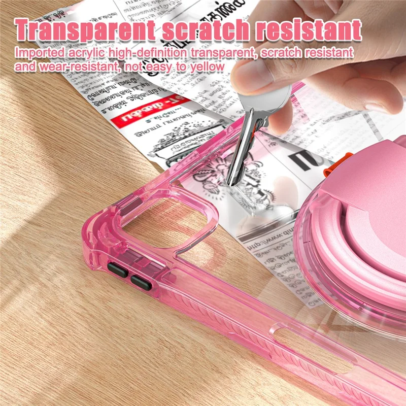 For iPad Pro 11 (2025) / 11 (2024) Case Rotary Kickstand PC+TPU+Acrylic Tablet Cover - Rose