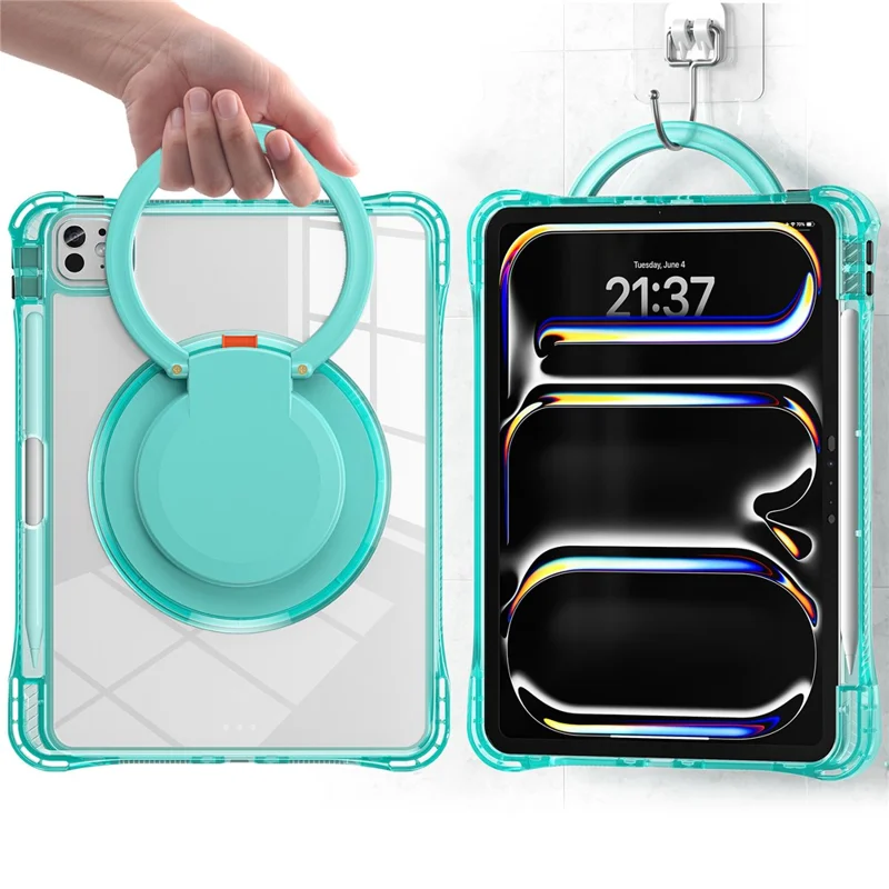 For iPad Pro 11 (2025) / 11 (2024) Case Rotary Kickstand PC+TPU+Acrylic Tablet Cover - Light Green