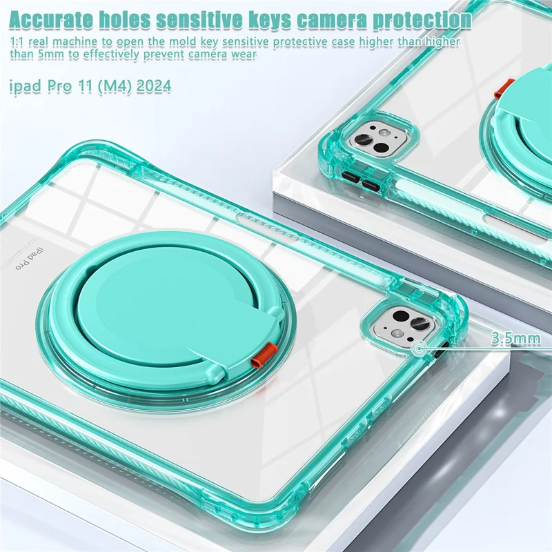 For iPad Pro 11 (2025) / 11 (2024) Case Rotary Kickstand PC+TPU+Acrylic Tablet Cover - Light Green