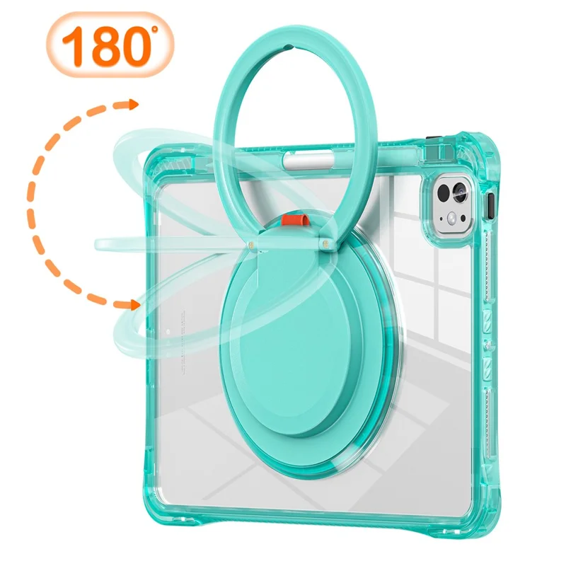 For iPad Pro 11 (2025) / 11 (2024) Case Rotary Kickstand PC+TPU+Acrylic Tablet Cover - Light Green
