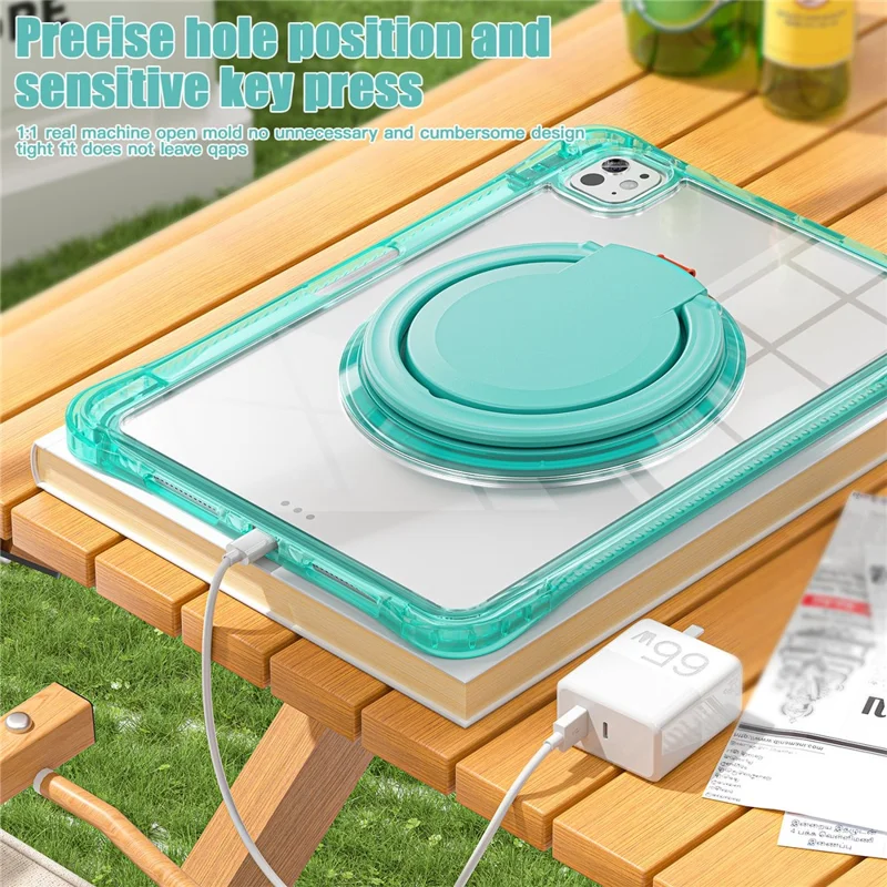 For iPad Pro 11 (2025) / 11 (2024) Case Rotary Kickstand PC+TPU+Acrylic Tablet Cover - Light Green