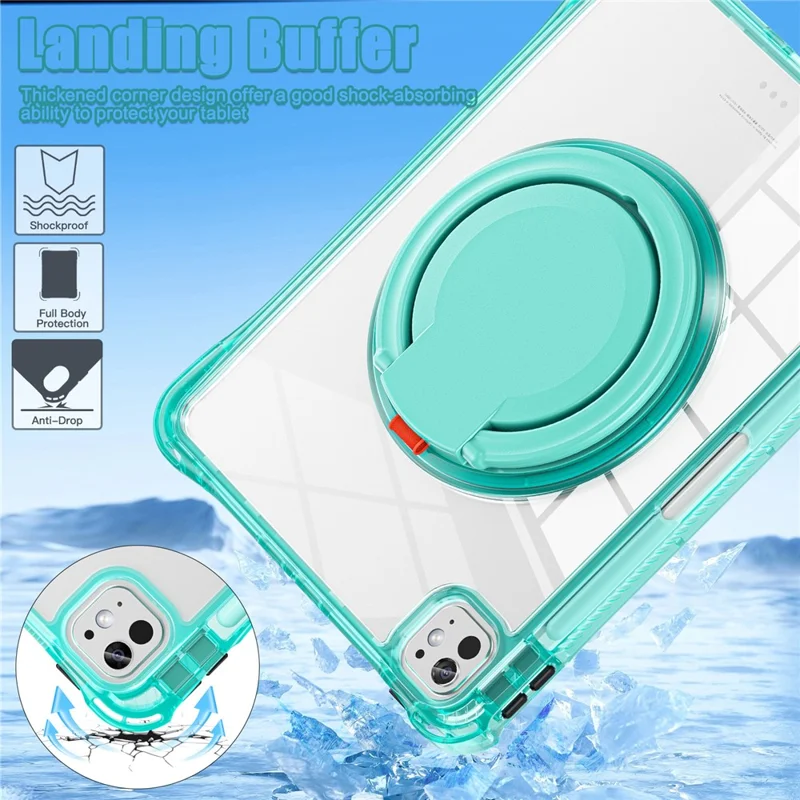 For iPad Pro 11 (2025) / 11 (2024) Case Rotary Kickstand PC+TPU+Acrylic Tablet Cover - Light Green