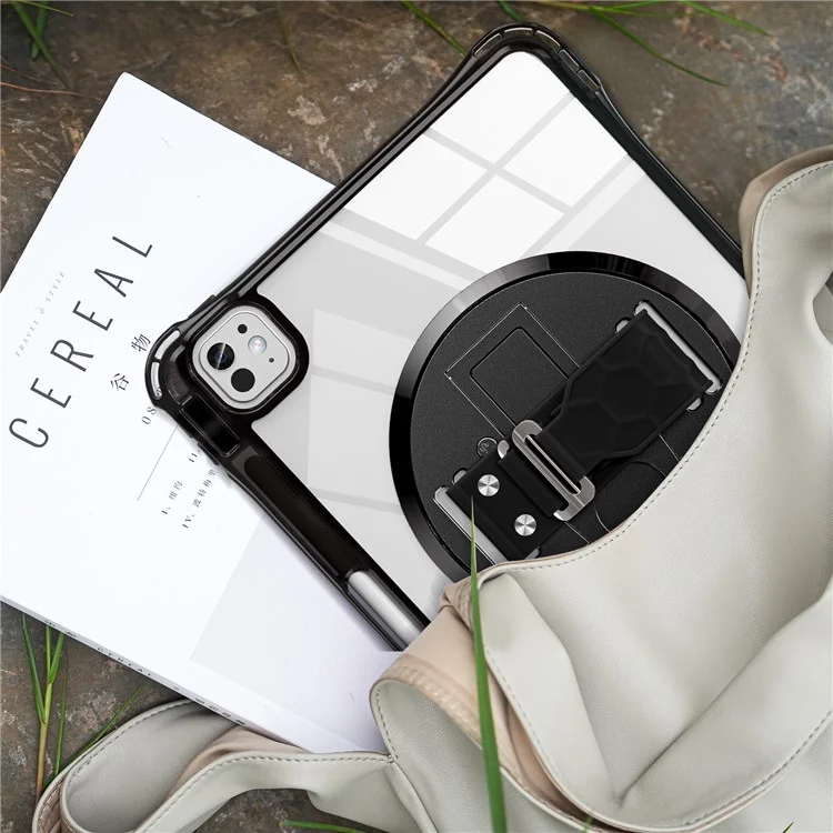 Per Ipad Pro 11 (2024) Case Cannocchia Kickstand Pc+tpu+copertina di Tablet Clear Acrylic - Nero