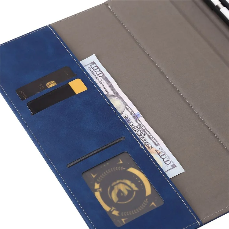 For iPad 10.2 (2021)/(2020)/(2019) PU Leather Smart Cover Wallet Design Folio Stand Tablet Case with Pencil Holder – Dark Blue