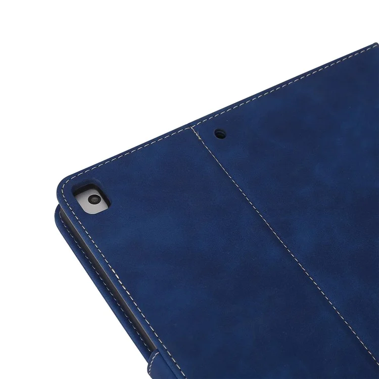 For iPad 10.2 (2021)/(2020)/(2019) PU Leather Smart Cover Wallet Design Folio Stand Tablet Case with Pencil Holder – Dark Blue