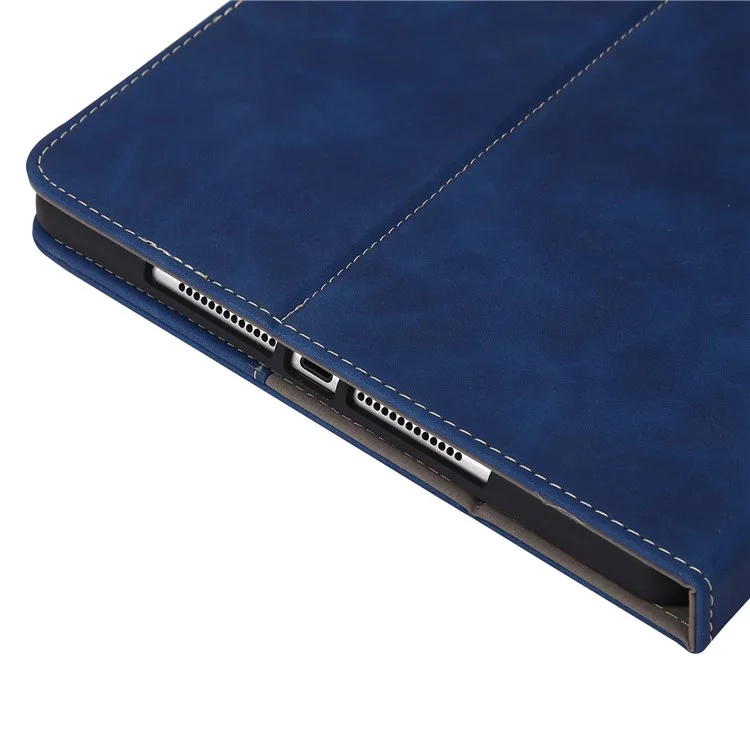 For iPad 10.2 (2021)/(2020)/(2019) PU Leather Smart Cover Wallet Design Folio Stand Tablet Case with Pencil Holder – Dark Blue