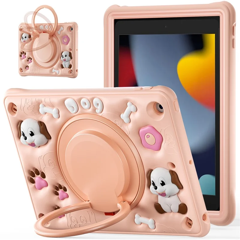 Для Ipad 10.2 (2021) /(2020) /(2019) Case Cuest Cute Dog Pattern Kickstand PC+Silicone+TPU Tablet Cover