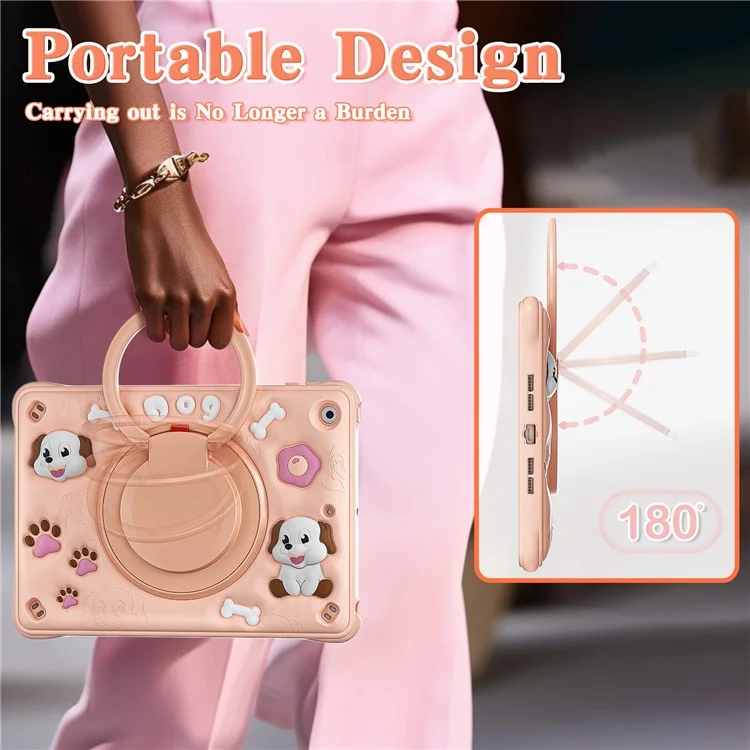 Для Ipad 10.2 (2021) /(2020) /(2019) Case Cuest Cute Dog Pattern Kickstand PC+Silicone+TPU Tablet Cover
