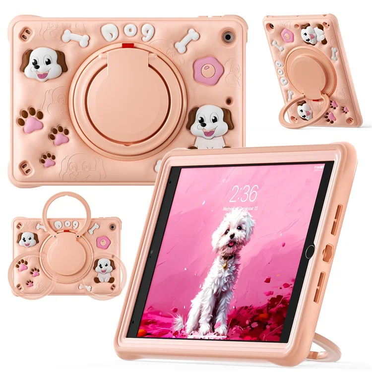 Для Ipad 10.2 (2021) /(2020) /(2019) Case Cuest Cute Dog Pattern Kickstand PC+Silicone+TPU Tablet Cover