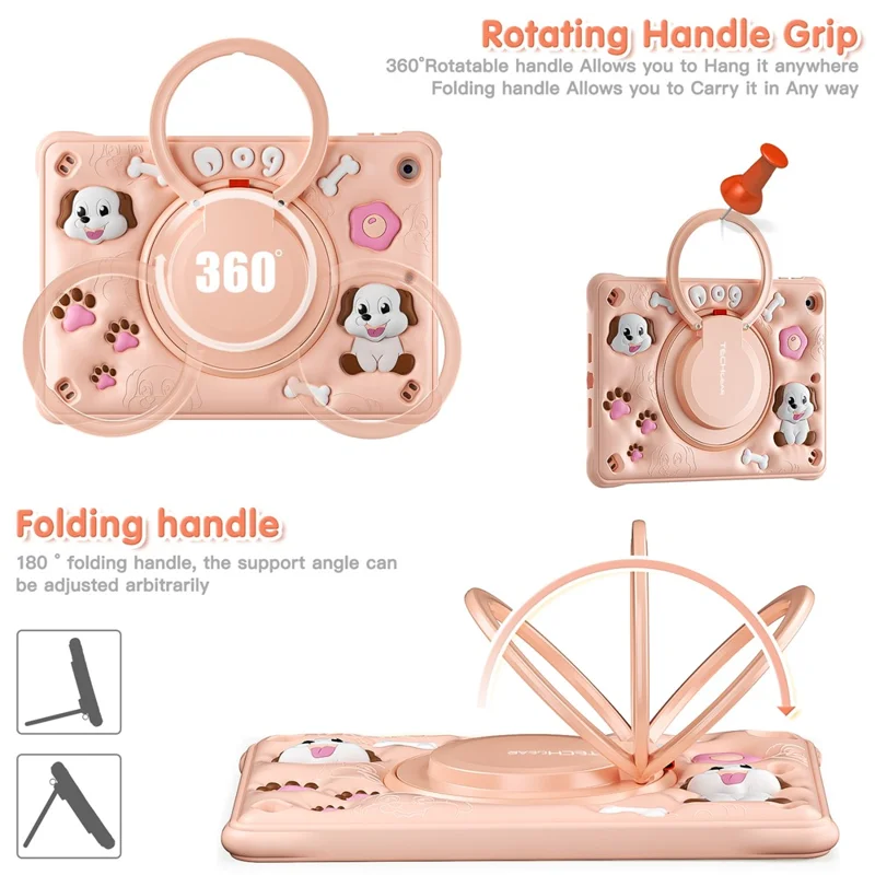 Для Ipad 10.2 (2021) /(2020) /(2019) Case Cuest Cute Dog Pattern Kickstand PC+Silicone+TPU Tablet Cover