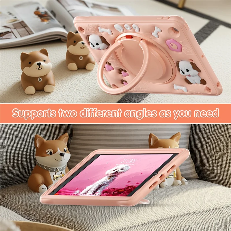 Для Ipad 10.2 (2021) /(2020) /(2019) Case Cuest Cute Dog Pattern Kickstand PC+Silicone+TPU Tablet Cover