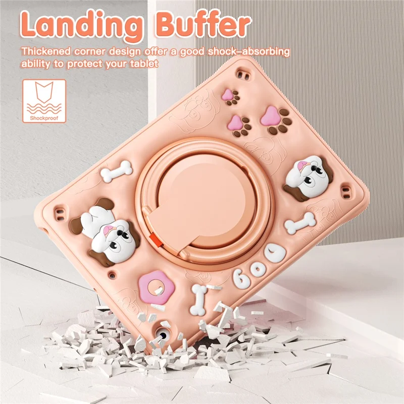 Для Ipad 10.2 (2021) /(2020) /(2019) Case Cuest Cute Dog Pattern Kickstand PC+Silicone+TPU Tablet Cover