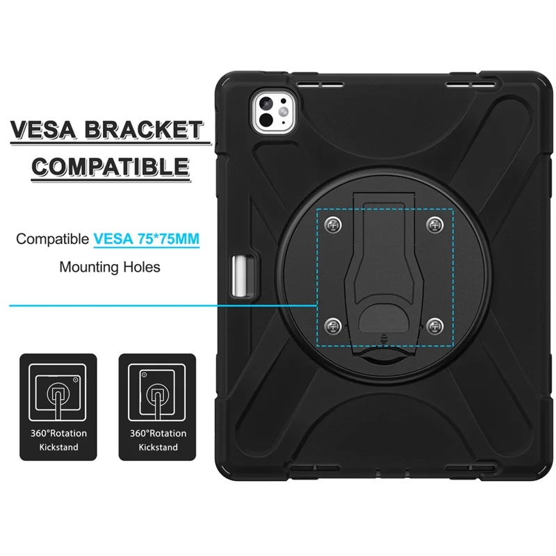 For iPad Pro 13 (2025) / 13 (2024) Case Kickstand PC+Silicone Tablet Cover