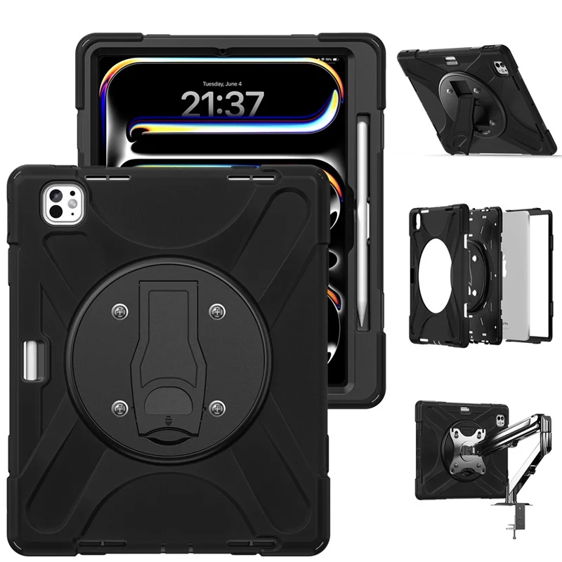For iPad Pro 13 (2025) / 13 (2024) Case Kickstand PC+Silicone Tablet Cover