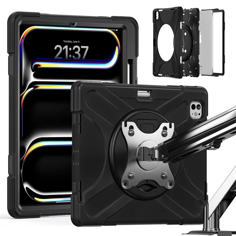 For iPad Pro 13 (2025) / 13 (2024) Case Kickstand PC+Silicone Tablet Cover