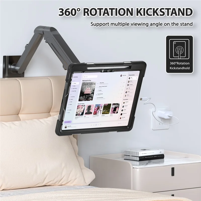For iPad Air 13 (2025) / (2024) / Pro 12.9 (2022) / (2021) / (2020) / (2018) Case Kickstand PC+Silicone Tablet Cover