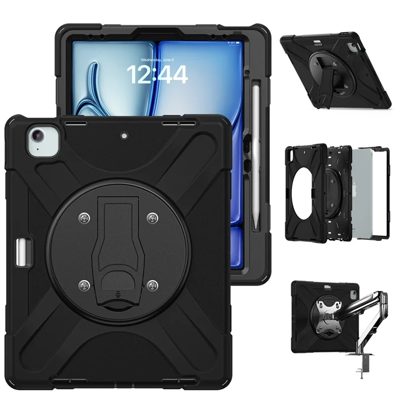 For iPad Air 13 (2025) / (2024) / Pro 12.9 (2022) / (2021) / (2020) / (2018) Case Kickstand PC+Silicone Tablet Cover