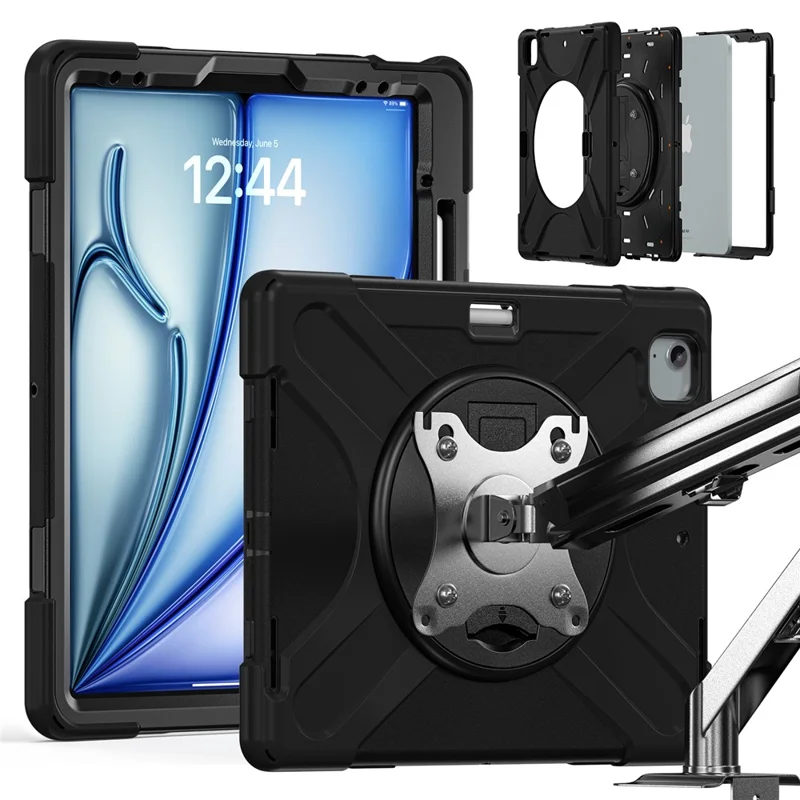For iPad Air 13 (2025) / (2024) / Pro 12.9 (2022) / (2021) / (2020) / (2018) Case Kickstand PC+Silicone Tablet Cover