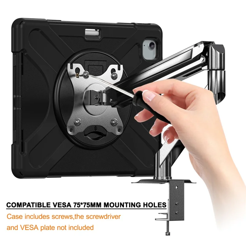 For iPad Air 13 (2025) / (2024) / Pro 12.9 (2022) / (2021) / (2020) / (2018) Case Kickstand PC+Silicone Tablet Cover
