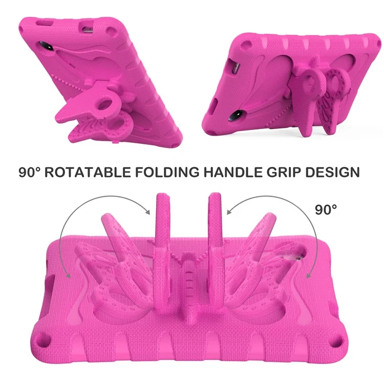 Pour Xiaomi Redmi Pad SE 4G 8.7 pouces Étui Papillon Pied Évolutif EVA Housse de tablette avec Bandoulière - Rose