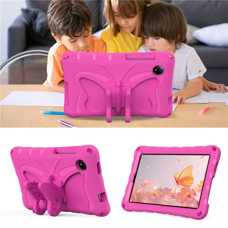 Pour Xiaomi Redmi Pad SE 4G 8.7 pouces Étui Papillon Pied Évolutif EVA Housse de tablette avec Bandoulière - Rose