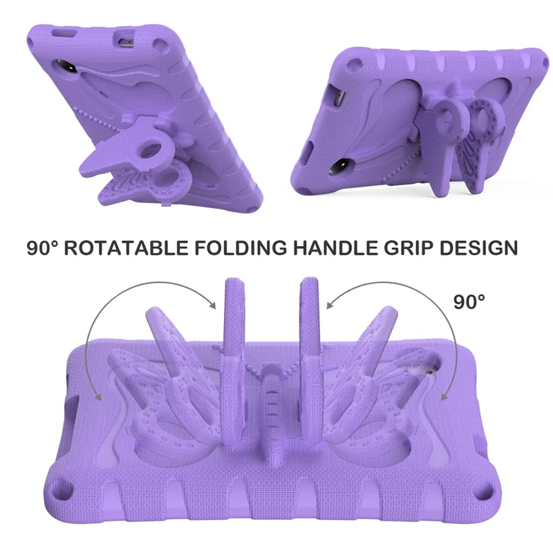 For Xiaomi Redmi Pad SE 4G 8.7 inch / Honor Pad X7 Case Butterfly Kickstand EVA Tablet Cover with Shoulder Strap - Light Purple