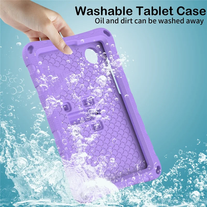 For Xiaomi Redmi Pad SE 4G 8.7 inch / Honor Pad X7 Case Butterfly Kickstand EVA Tablet Cover with Shoulder Strap - Light Purple