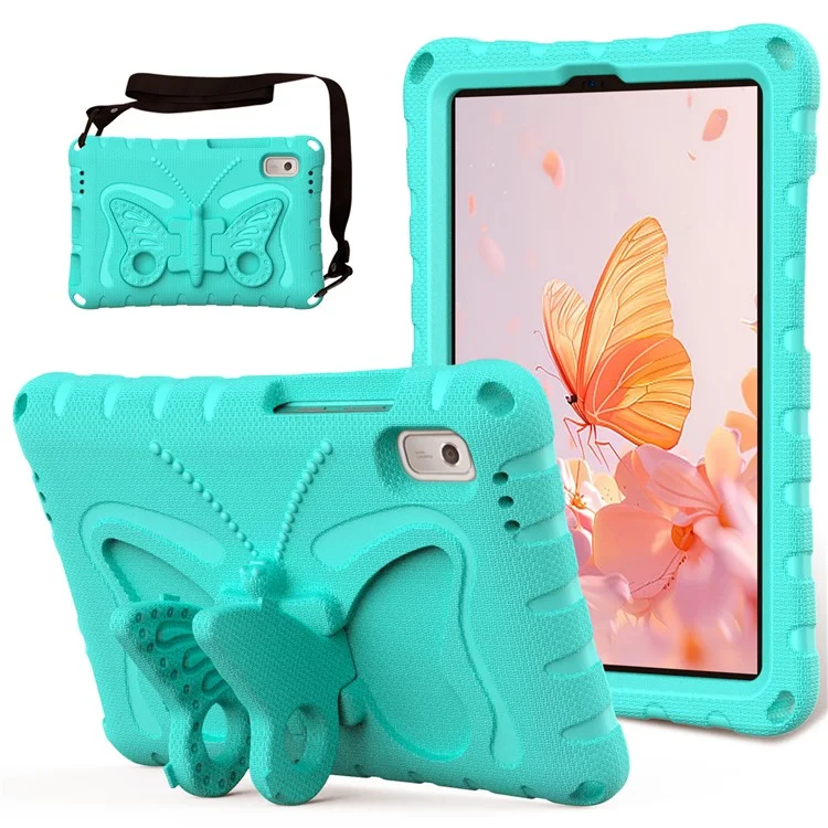 Pour Lenovo Tab M9 Butterfly Kickstand Eva Tablet Cover Avec Bandoulière - Green à la Menthe