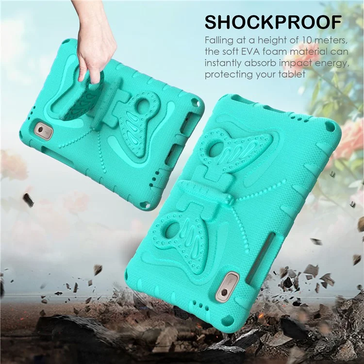 Pour Lenovo Tab M9 Butterfly Kickstand Eva Tablet Cover Avec Bandoulière - Green à la Menthe